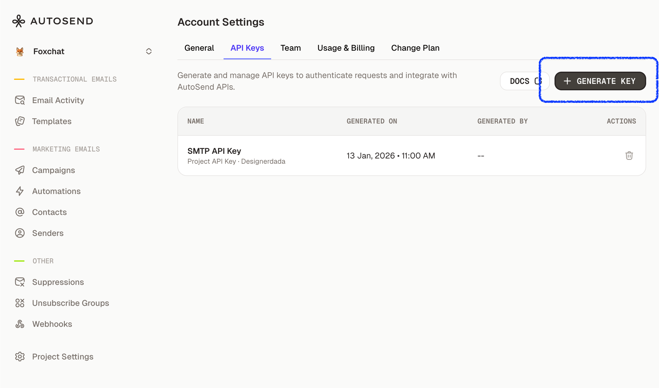 API Keys - AutoSend Documentation