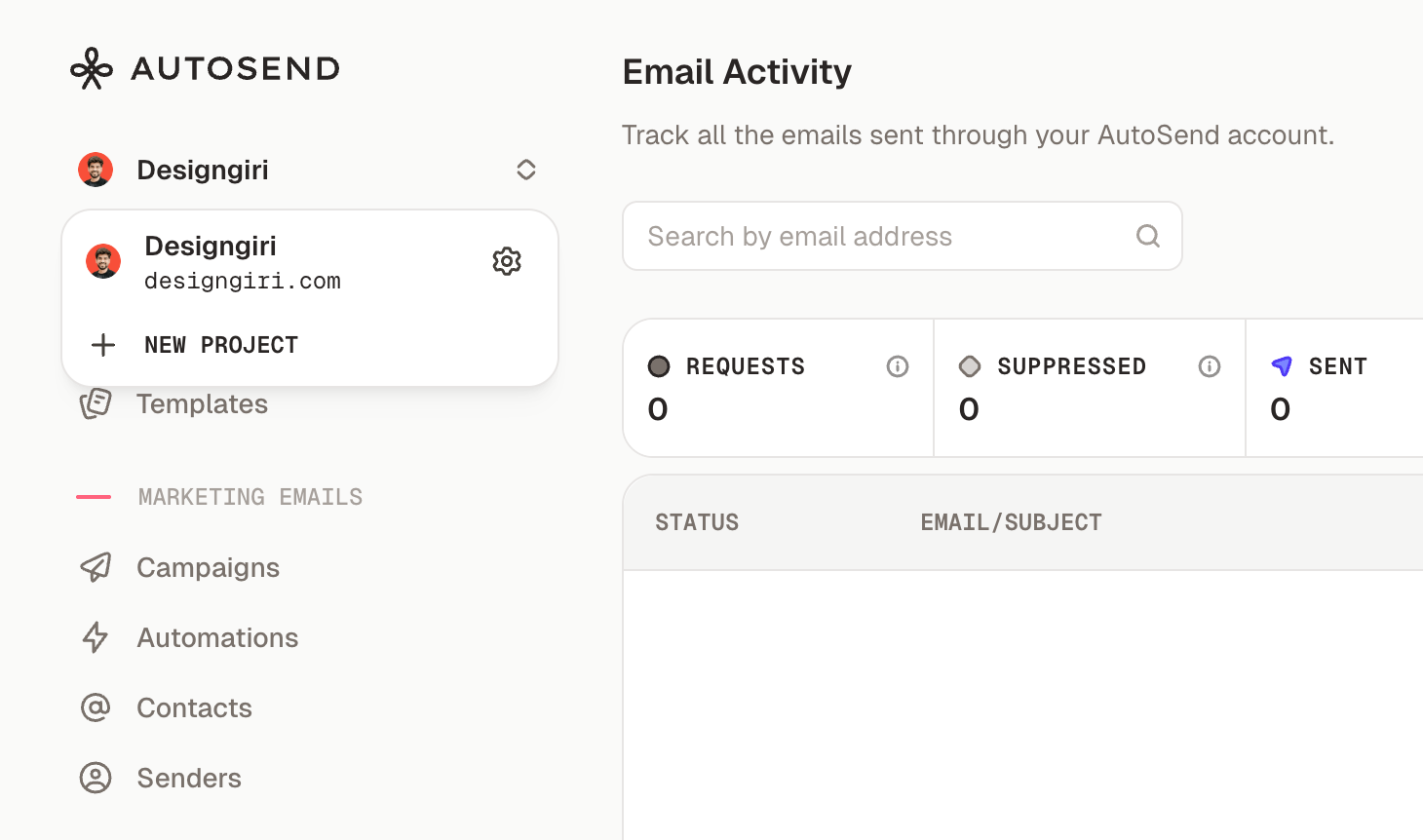 Projects - AutoSend Documentation